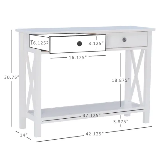 Kirkland's Home White Antique Pine X Console Table- Entryway Furniture