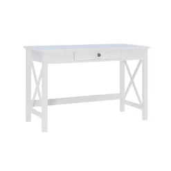 Kirkland's Home White Antique Pine X Frame Desk- Office Furniture