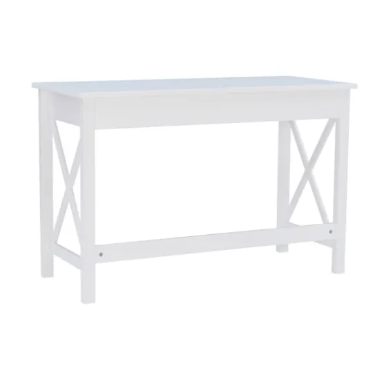 Kirkland's Home White Antique Pine X Frame Desk- Office Furniture