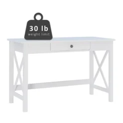 Kirkland's Home White Antique Pine X Frame Desk- Office Furniture