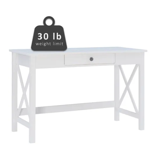 Kirkland's Home White Antique Pine X Frame Desk- Office Furniture