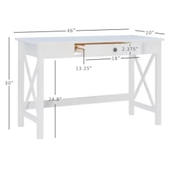 Kirkland's Home White Antique Pine X Frame Desk- Office Furniture