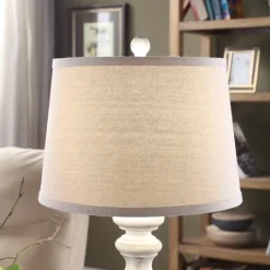 Kirkland's Home White Balastra Table Lamp With Square Base- Table Lamps