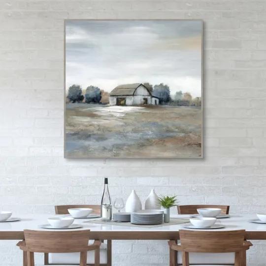 Kirkland's Home White Barn In Pasture Framed Canvas Art Print- Canvas Art