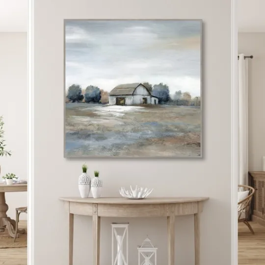 Kirkland's Home White Barn In Pasture Framed Canvas Art Print- Canvas Art