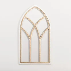 Kirkland's Home White Beaded Wood Arched Wall Plaque- Wall Plaques