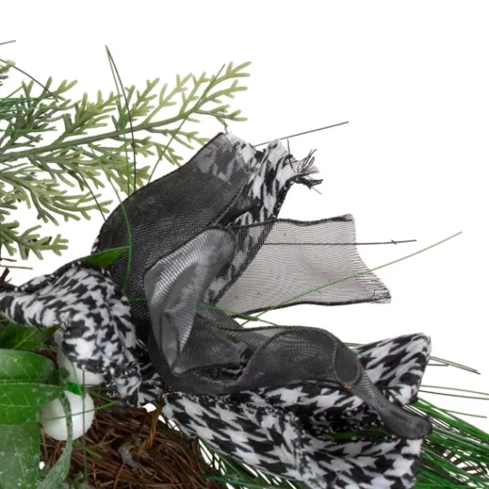 Kirkland's Home White Berries & Houndstooth Bows Christmas Garland- Arrangements & Greenery