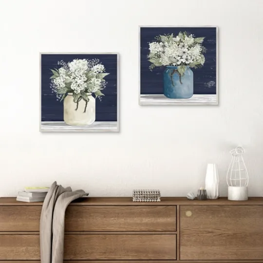 Kirkland's Home White Blossom Bouquet 2-Pc. Framed Wall Art Set- Framed Art