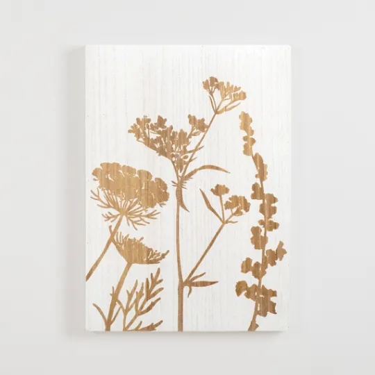 Kirkland's Home White Botanical Silhouette Wood Wall Plaque- Wall Plaques