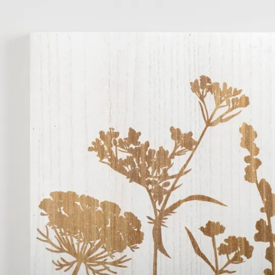 Kirkland's Home White Botanical Silhouette Wood Wall Plaque- Wall Plaques