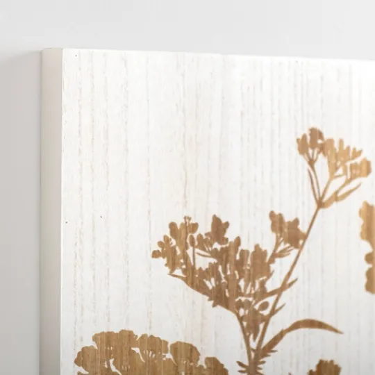 Kirkland's Home White Botanical Silhouette Wood Wall Plaque- Wall Plaques