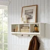 Kirkland's Home White Brenna Storage Shelf With Hooks- Wall Storage