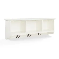 Kirkland's Home White Brenna Storage Shelf With Hooks- Wall Storage