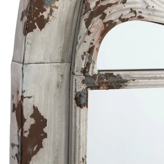Kirkland's Home White Brown Rustic Window Iron Frame Wall Mirror- Decorative Mirrors