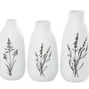 Kirkland's Home White Ceramic Botanical Print Vases, Set Of 3- Vases