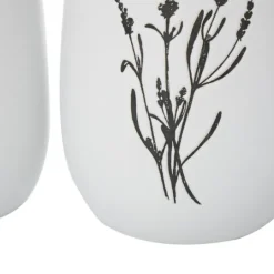 Kirkland's Home White Ceramic Botanical Print Vases, Set Of 3- Vases