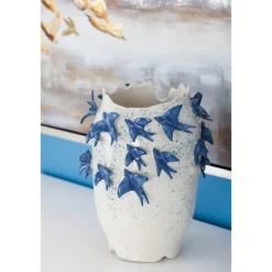 Kirkland's Home White Ceramic Coastal Vase, 12 In.- Vases