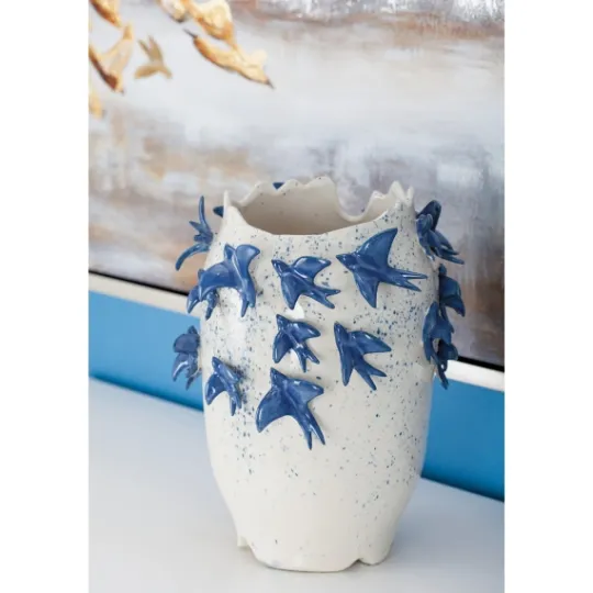 Kirkland's Home White Ceramic Coastal Vase, 12 In.- Vases