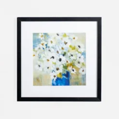 Kirkland's Home White Daisies In Blue Vase Framed Art Print- Framed Art
