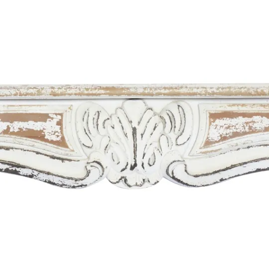 Kirkland's Home White Distressed Carved Wood Acanthus Wall Shelf- Shelves