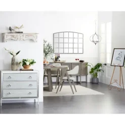 Kirkland's Home White Distressed Carved Wood Acanthus Wall Shelf- Shelves