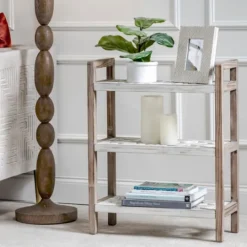 Kirkland's Home White Distressed Wood Bookshelf- Bookshelves