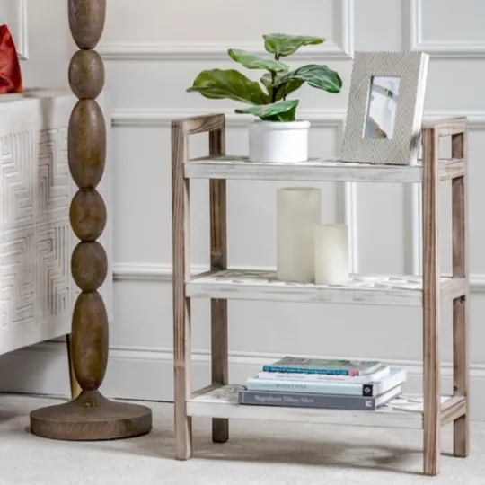 Kirkland's Home White Distressed Wood Bookshelf- Bookshelves