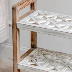 Kirkland's Home White Distressed Wood Bookshelf- Bookshelves