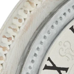 Kirkland's Home White Distressed Wood Round Beaded Wall Clock- Clocks
