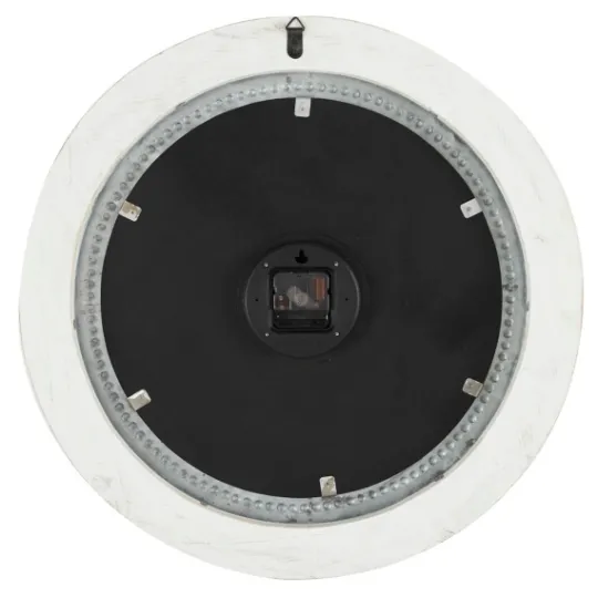 Kirkland's Home White Distressed Wood Round Beaded Wall Clock- Clocks