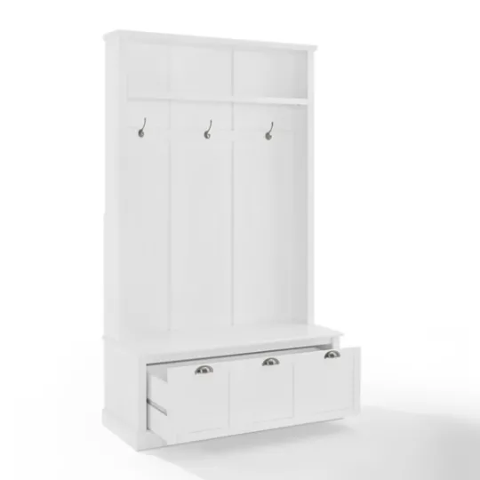 Kirkland's Home White Ellison Hall Tree With Storage Bench- Entryway Furniture