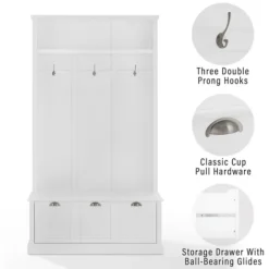Kirkland's Home White Ellison Hall Tree With Storage Bench- Entryway Furniture