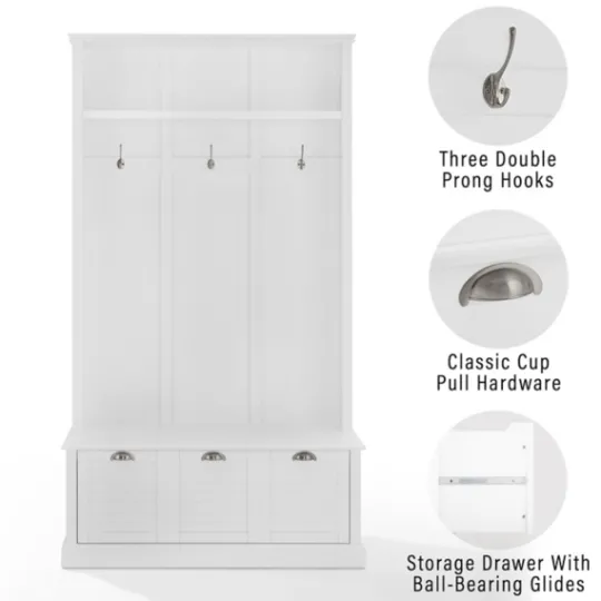 Kirkland's Home White Ellison Hall Tree With Storage Bench- Entryway Furniture