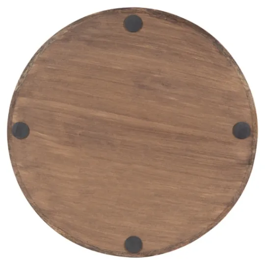 Kirkland's Home White Enameled Round Mango Wood Tray- Decorative Trays