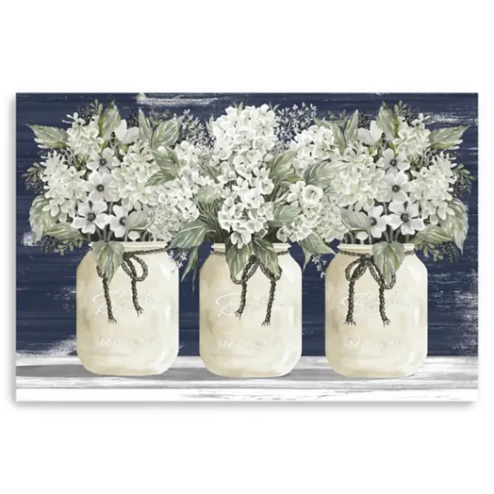 Kirkland's Home White Floral Trio Giclee Canvas Art Print- Canvas Art