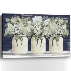 Kirkland's Home White Floral Trio Giclee Canvas Art Print- Canvas Art
