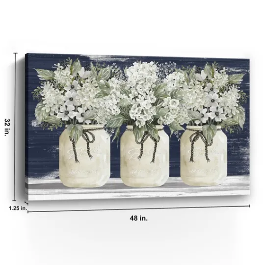 Kirkland's Home White Floral Trio Giclee Canvas Art Print- Canvas Art