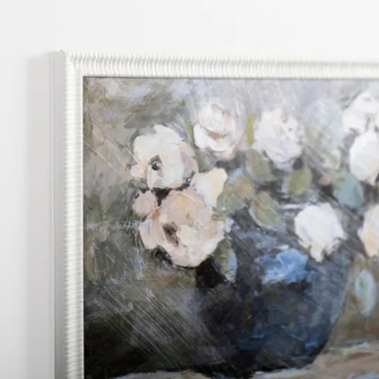 Kirkland's Home White Flowers In Blue Vase Framed Art Print- Framed Art