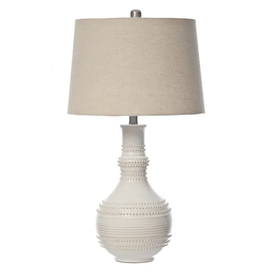 Kirkland's Home White Glaze Serenia Ceramic Table Lamp- Table Lamps