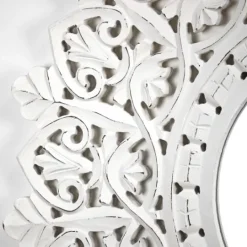 Kirkland's Home White Handcarved Mandala Circle Wall Mirror- Decorative Mirrors