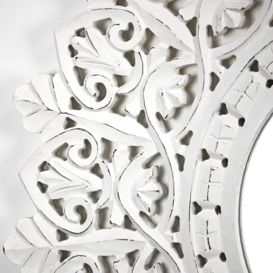 Kirkland's Home White Handcarved Mandala Circle Wall Mirror- Decorative Mirrors