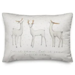 Kirkland's Home White Let It Snow Reindeer Christmas Accent Pillow- Pillows