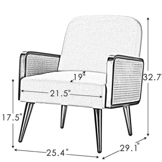 Kirkland's Home White Linen And Rattan Accent Chair- Accent Chairs