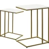 Kirkland's Home White Marble And Gold Grid Accent Tables, Set Of 2- Accent & End Tables