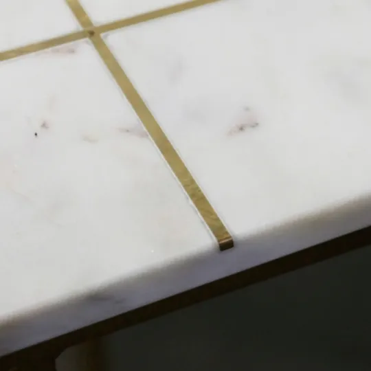 Kirkland's Home White Marble And Gold Grid Accent Tables, Set Of 2- Accent & End Tables