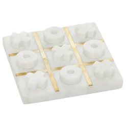 Kirkland's Home White Marble And Gold Tic Tac Toe Board- Decorative Accents