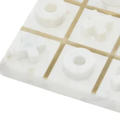 Kirkland's Home White Marble And Gold Tic Tac Toe Board- Decorative Accents