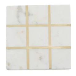 Kirkland's Home White Marble And Gold Tic Tac Toe Board- Decorative Accents