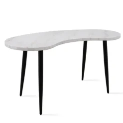 Kirkland's Home White Marble Kidney Shaped Desk- Office Furniture