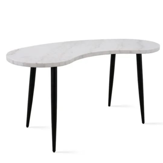 Kirkland's Home White Marble Kidney Shaped Desk- Office Furniture